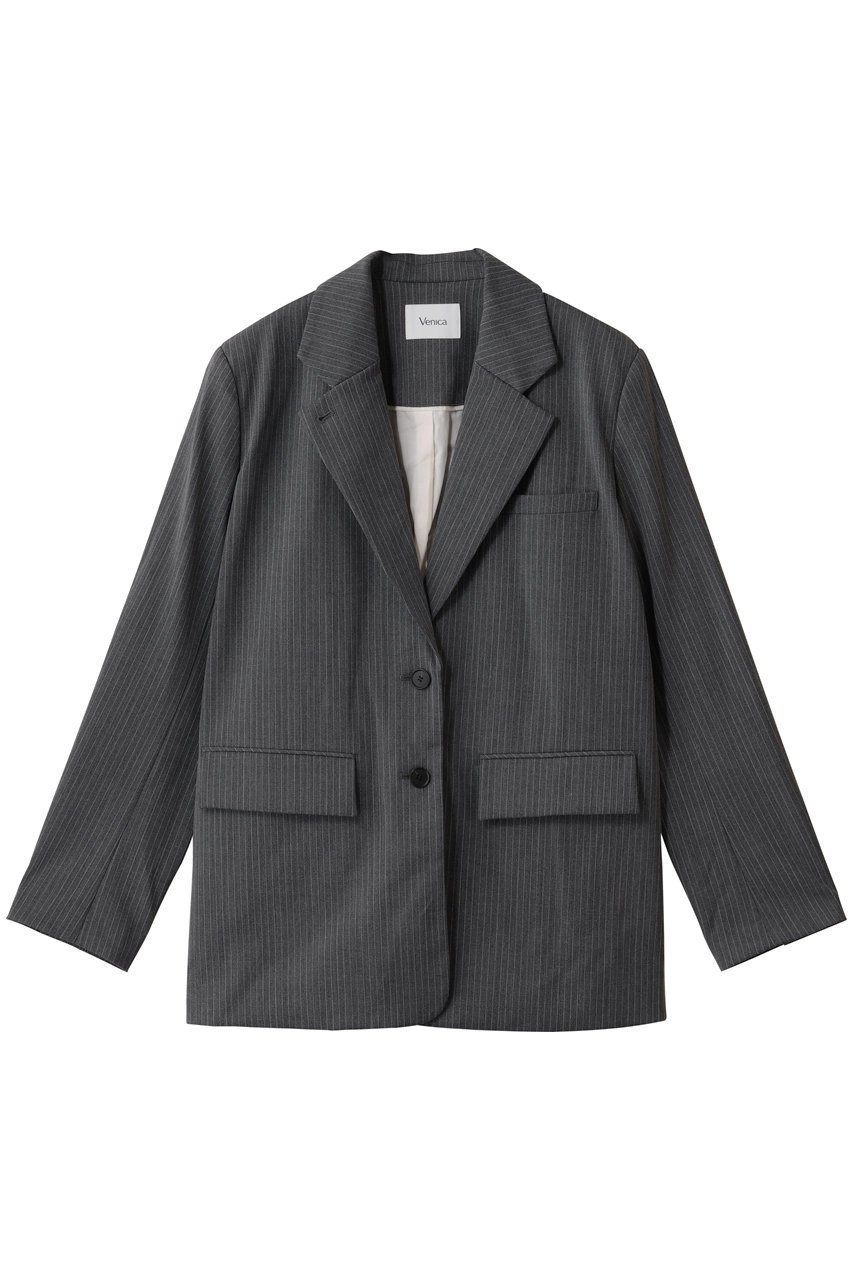 【その他のブランド/Other】の【9/30 12:00販売開始】Virgin wool tailored jacket インテリア・キッズ・メンズ・レディースファッション・服の通販 founy(ファニー) 　ファッション　Fashion　レディースファッション　Fashion for Women　アウター　Coat / Outerwear Collection　レディースジャケット・軽アウター　Jackets　オケージョン　Occasion Wear　ジャケット　Jacket, Outerwear　フォルム　Silhouette, Form　エレガント 上品　Elegant　新作・新入荷　New Arrivals / New In　gray stripe|ID: prp329100004713060 ipo3291000000034046852