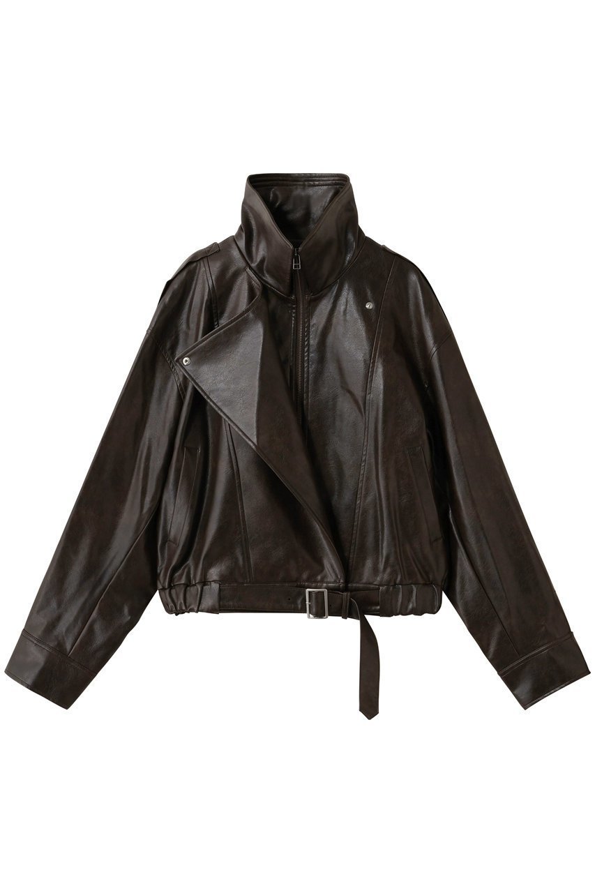 【その他のブランド/Other】の【9/30 12:00販売開始】Stand collar leather blouson インテリア・キッズ・メンズ・レディースファッション・服の通販 founy(ファニー) 　ファッション　Fashion　レディースファッション　Fashion for Women　アウター　Coat / Outerwear Collection　レディースジャケット・軽アウター　Jackets　ブルゾンジャケット・スポーティアウター　Blouson Jackets　なめらか　Smooth, Silky Texture　クール　Cool, Chic　ジャケット　Jacket, Outerwear　スタンド　Stand Collar, Upright Stand　スラックス　Slacks, Dress Pants　デニム　Denim, Jeans Material　ブルゾン　Blouson, Bomber Jacket　ミックス　Mix, Mixed Style　新作・新入荷　New Arrivals / New In　brown|ID: prp329100004713063 ipo3291000000034046879