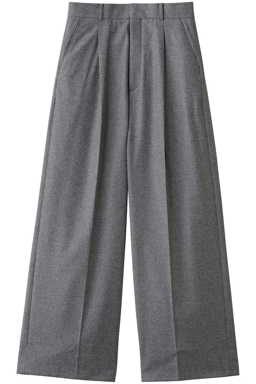 【エイトン/ATON】のMERINO COLLEGE FLANNEL タックトワイドパンツ インテリア・キッズ・メンズ・レディースファッション・服の通販 founy(ファニー) 　ファッション　Fashion　レディースファッション　Fashion for Women　パンツ　Pants & Trousers　ジャケット　Jacket, Outerwear　ストレート　Straight, Straight Cut　ドレープ　Drape, Draping Fabric　バランス　Balance, Style Balance　フィット　Fit, Slim Fit　マニッシュ　Mannish, Boyish　新作・新入荷　New Arrivals / New In　トップグレー|ID: prp329100004714043 ipo3291000000034056782