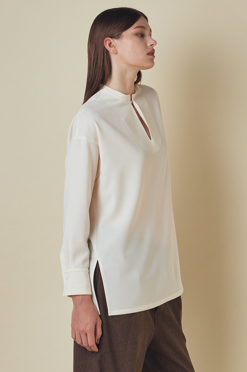 【フローレント/FLORENT】のドライタッチ フロントスリット ブラウス 人気、トレンドファッション・服の通販 founy(ファニー) 　ファッション　Fashion　レディースファッション　Fashion for Women　トップス・カットソー　Cut & Sew Tops　シャツ・ブラウス・オフィスカジュアル　Elegant Blouses & Button-Ups　ストレッチ　Stretch, Stretchy Fabric　スリット　Slit, Slit Detail　スリーブ　Sleeve, Long Sleeve / Short Sleeve　フロント　Front, Front Design　ロング　Long, Long-Length　other-7|ID: prp329100004714050 ipo3291000000035321607