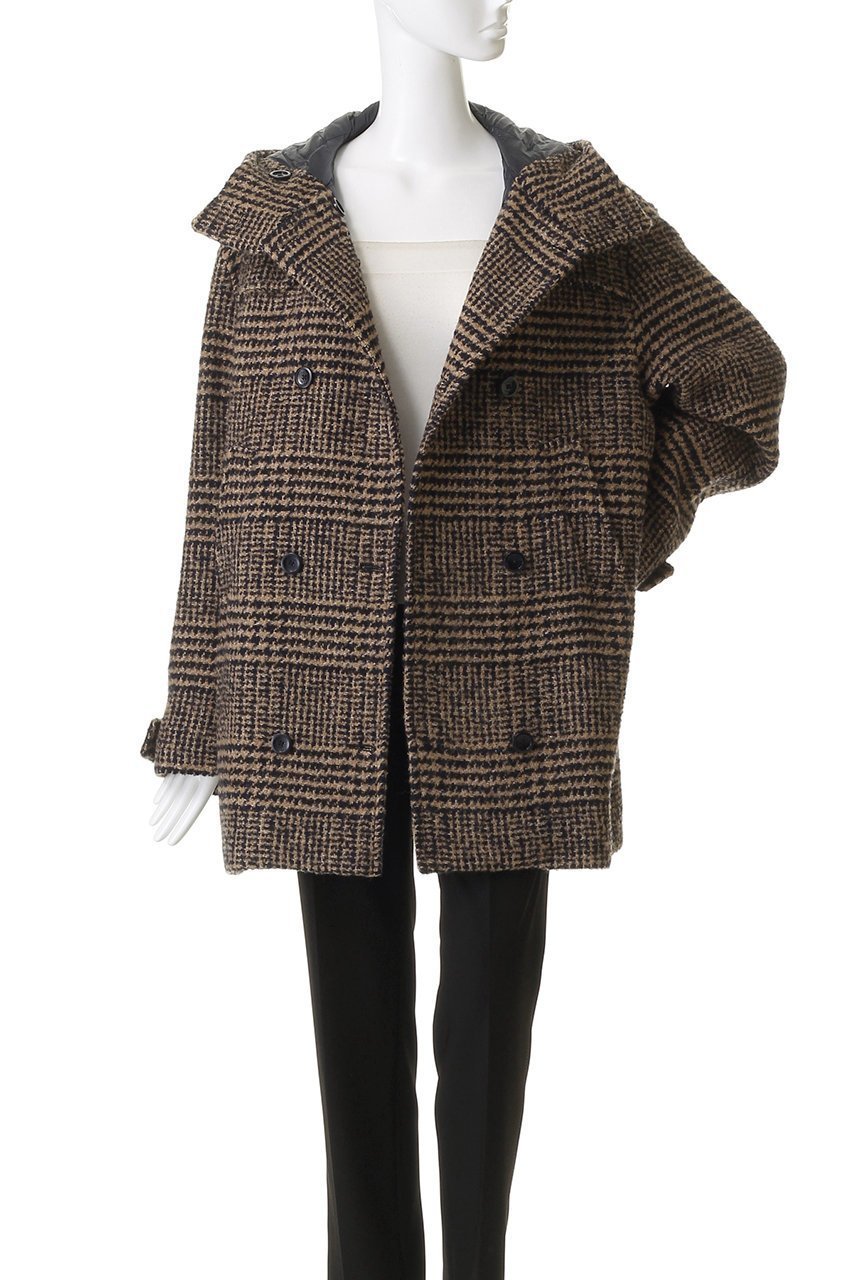 【ヘルノ/HERNO】のチェック中綿コンビフーディーショートコート 人気、トレンドファッション・服の通販 founy(ファニー) 　ファッション　Fashion　レディースファッション　Fashion for Women　アウター　Coat / Outerwear Collection　コート・ロングコート・ピーコート　Long Coats, Peacoats & More　クラシック　Classic, Timeless Style　ショート　Short, Short Length　シンプル　Simple, Minimal　チェック　Check, Plaid, Tartan　ツイード　Twill, Twill Weave　エレガント 上品　Elegant　定番　Standard, Basic Item　other-7|ID: prp329100004714058 ipo3291000000035321630