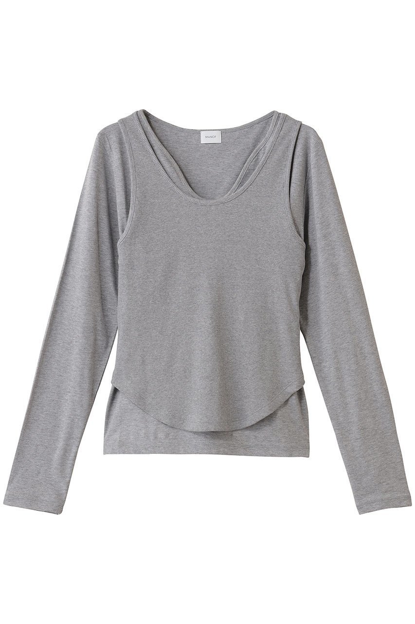 【マノフ/MANOF】のLAYER CUT TOPS/トップス 人気、トレンドファッション・服の通販 founy(ファニー) 　ファッション　Fashion　レディースファッション　Fashion for Women　トップス・カットソー　Cut & Sew Tops　シャツ・ブラウス・オフィスカジュアル　Elegant Blouses & Button-Ups　ロングTシャツ・Tシャツ　Longline T-Shirts & Tees　カットソー・ベーシックTシャツ　Cut-and-Sewn Tops / Stretch Tees & Basics　カットソー　Cut and Sewn Top　シンプル　Simple, Minimal　スリーブ　Sleeve, Long Sleeve / Short Sleeve　ロング　Long, Long-Length　新作・新入荷　New Arrivals / New In　長袖　Long Sleeve, Full Sleeve　 other-1|ID: prp329100004714072 ipo3291000000034056979