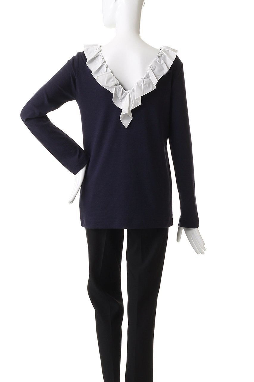 【マノフ/MANOF】の2WAY FRILL NECK CUT TOPS Tシャツ・カットソー 人気、トレンドファッション・服の通販 founy(ファニー) 　ファッション　Fashion　レディースファッション　Fashion for Women　トップス・カットソー　Cut & Sew Tops　シャツ・ブラウス・オフィスカジュアル　Elegant Blouses & Button-Ups　ロングTシャツ・Tシャツ　Longline T-Shirts & Tees　カットソー・ベーシックTシャツ　Cut-and-Sewn Tops / Stretch Tees & Basics　カットソー　Cut and Sewn Top　ジャケット　Jacket, Outerwear　スリーブ　Sleeve, Long Sleeve / Short Sleeve　フェミニン　Feminine, Girly　フリル　Frill, Ruffle　ロング　Long, Long-Length　新作・新入荷　New Arrivals / New In　長袖　Long Sleeve, Full Sleeve　other-4|ID: prp329100004714074 ipo3291000000034056998