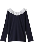 【マノフ/MANOF】の2WAY FRILL NECK CUT TOPS Tシャツ・カットソー NAVY|ID:prp329100004714074