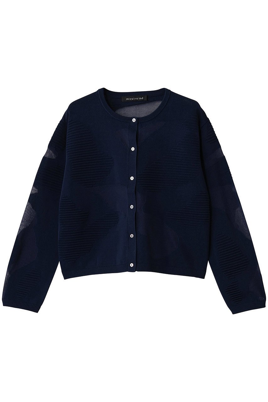 【ミズイロ インド/mizuiro ind】のsheer pattern C/D カーディガン インテリア・キッズ・メンズ・レディースファッション・服の通販 founy(ファニー) 　ファッション　Fashion　レディースファッション　Fashion for Women　トップス・カットソー　Cut & Sew Tops　ニット　Knit Tops & Sweaters　カーディガン・羽織り　Layered Style Cardigans　カーディガン　Cardigan, Knitwear　キャミソール　Camisole, Spaghetti Strap Top　シアー　Sheer, See-Through　新作・新入荷　New Arrivals / New In　navy|ID: prp329100004714088 ipo3291000000034057098