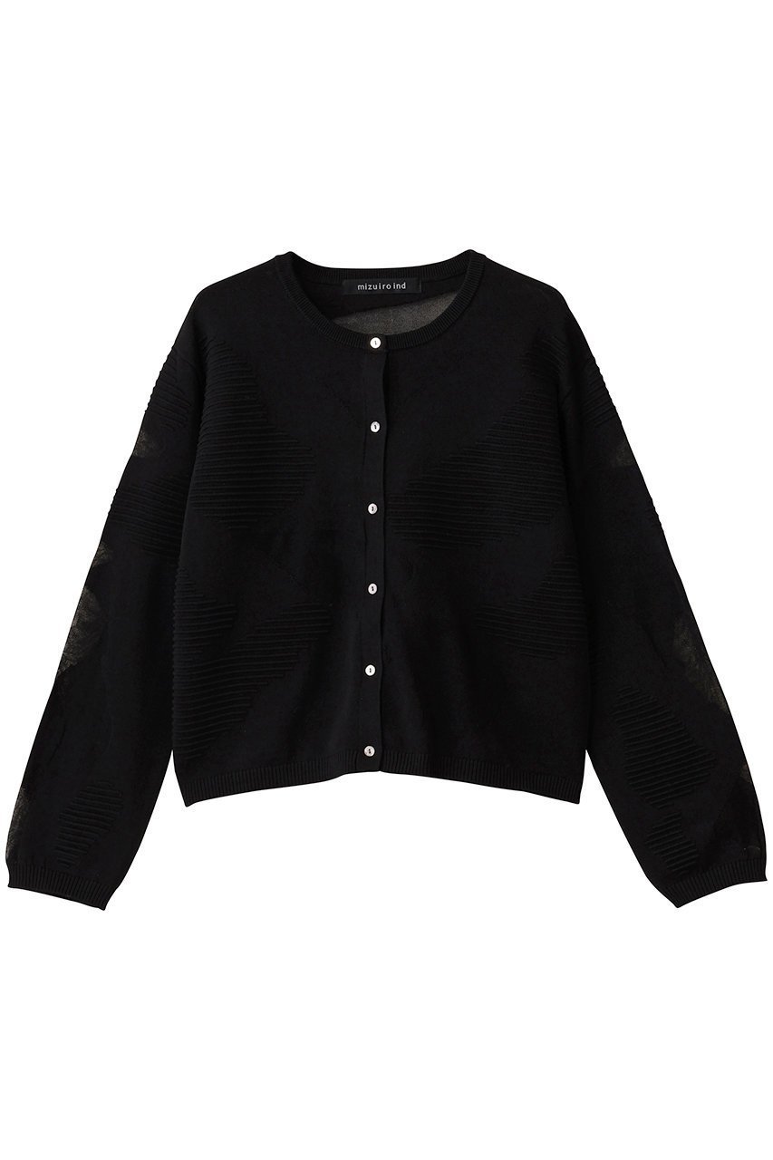 【ミズイロ インド/mizuiro ind】のシアーパターンカーディガン インテリア・キッズ・メンズ・レディースファッション・服の通販 founy(ファニー) 　ファッション　Fashion　レディースファッション　Fashion for Women　トップス・カットソー　Cut & Sew Tops　ニット　Knit Tops & Sweaters　カーディガン・羽織り　Layered Style Cardigans　カーディガン　Cardigan, Knitwear　キャミソール　Camisole, Spaghetti Strap Top　シアー　Sheer, See-Through　black|ID: prp329100004714088 ipo3291000000036086035