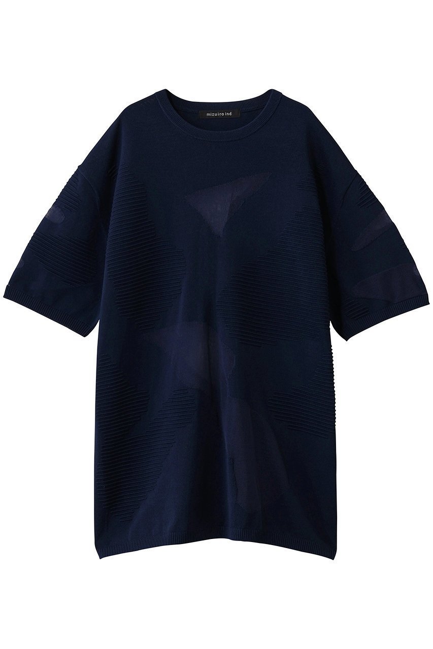 【ミズイロ インド/mizuiro ind】のsheer pattern tunic チュニック インテリア・キッズ・メンズ・レディースファッション・服の通販 founy(ファニー) 　ファッション　Fashion　レディースファッション　Fashion for Women　ワンピース　Dresses　チュニック　Tunic Tops & Dresses　おすすめ　Recommended / Our Picks　シアー　Sheer, See-Through　スリーブ　Sleeve, Long Sleeve / Short Sleeve　チュニック　Tunic, Long Top　ハーフ　Half, Half-Length　ランダム　Random, Irregular　新作・新入荷　New Arrivals / New In　navy|ID: prp329100004714089 ipo3291000000034057109