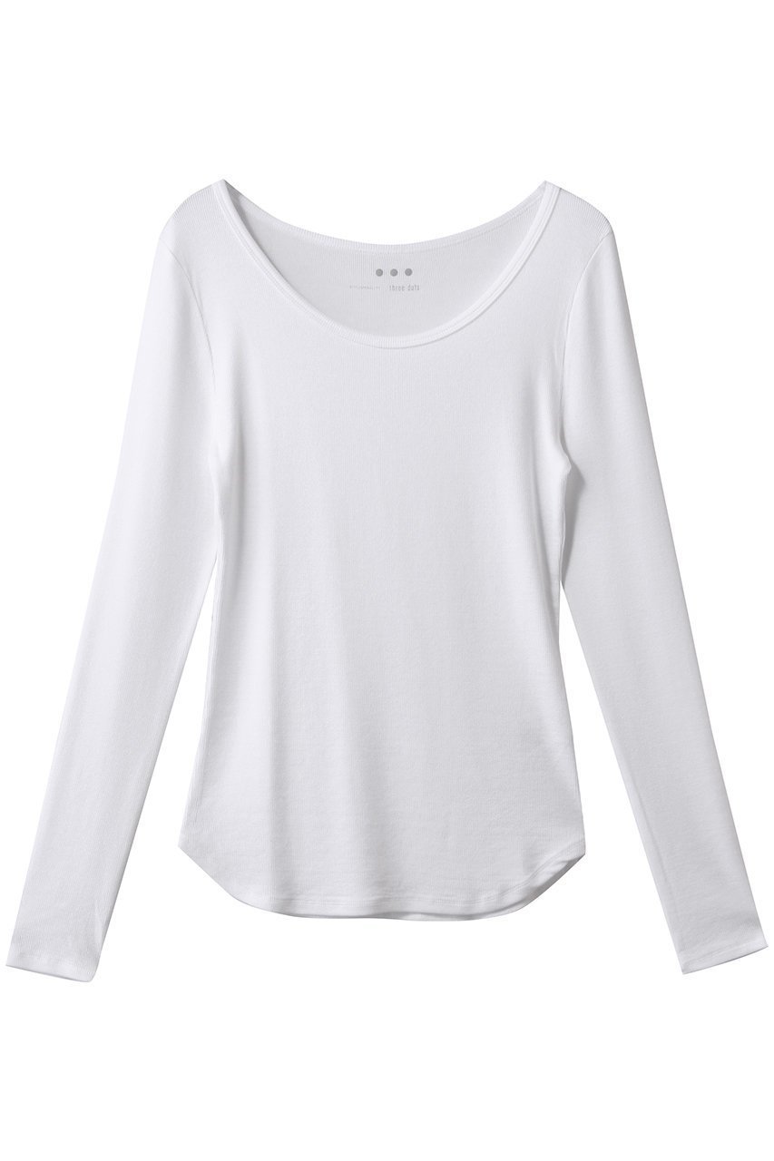 【スリー ドッツ/three dots】のレーヨンニットリブジャージー オープンクルーネック インテリア・キッズ・メンズ・レディースファッション・服の通販 founy(ファニー) 　ファッション　Fashion　レディースファッション　Fashion for Women　トップス・カットソー　Cut & Sew Tops　ニット　Knit Tops & Sweaters　シャツ・ブラウス・オフィスカジュアル　Elegant Blouses & Button-Ups　ロングTシャツ・Tシャツ　Longline T-Shirts & Tees　カットソー・ベーシックTシャツ　Cut-and-Sewn Tops / Stretch Tees & Basics　インナー　Innerwear　カーディガン　Cardigan, Knitwear　シンプル　Simple, Minimal　ジャケット　Jacket, Outerwear　スリーブ　Sleeve, Long Sleeve / Short Sleeve　フィット　Fit, Slim Fit　ロング　Long, Long-Length　定番　Standard, Basic Item　ホワイト|ID: prp329100004714093 ipo3291000000035535462