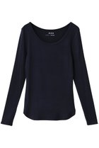 【スリー ドッツ/three dots】のレーヨンニットリブジャージー オープンクルーネック ネイビー|ID:prp329100004714093