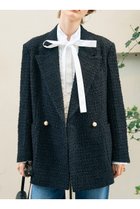 【デザイン ワークス/DESIGN WORKS】のツィードテーラードパールボタンジャケット ダークネイビー|ID:prp329100004715321