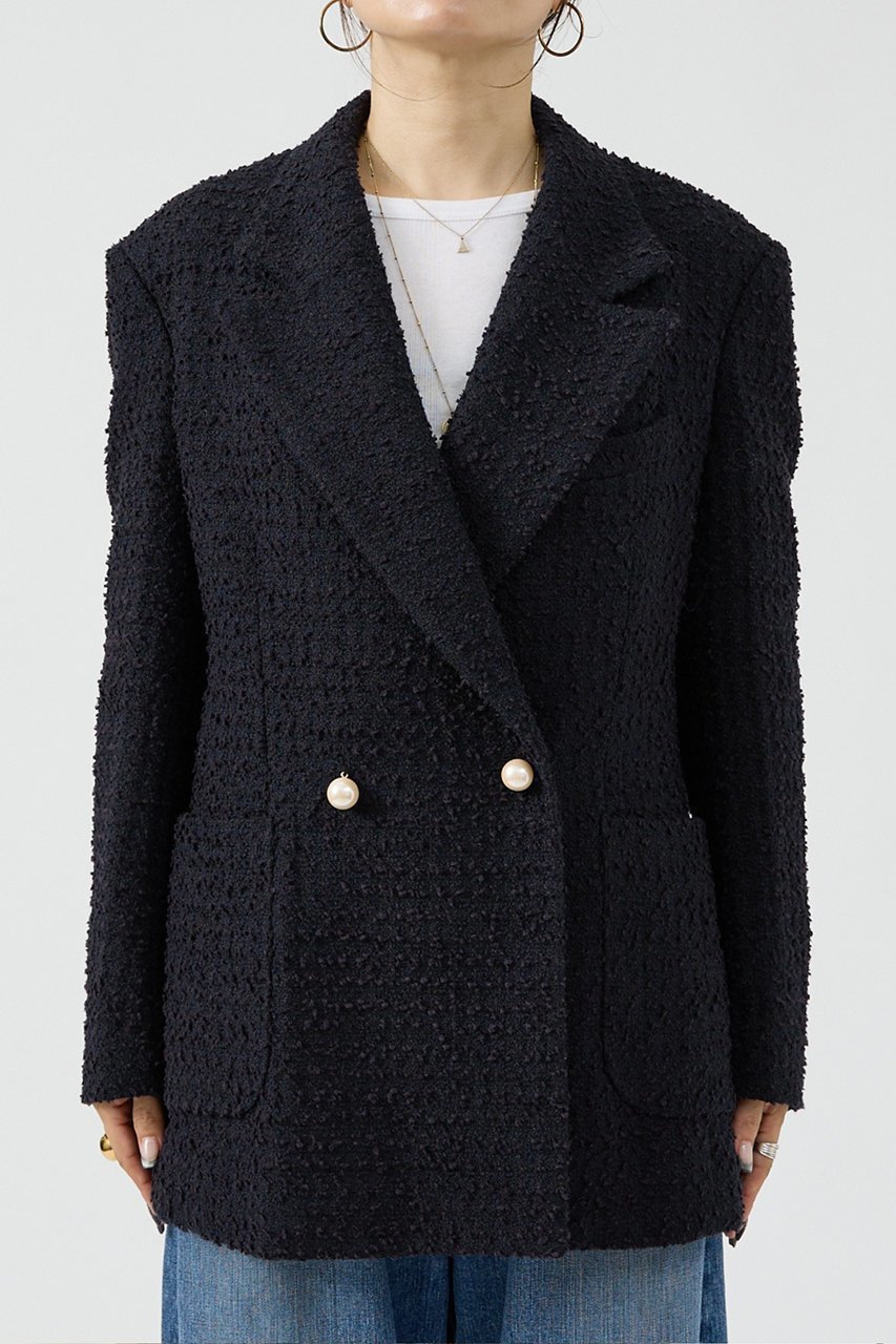 【デザイン ワークス/DESIGN WORKS】のツィードテーラードパールボタンジャケット 人気、トレンドファッション・服の通販 founy(ファニー) 　ファッション　Fashion　レディースファッション　Fashion for Women　アウター　Coat / Outerwear Collection　レディースジャケット・軽アウター　Jackets　おすすめ　Recommended / Our Picks　クラシック　Classic, Timeless Style　ジャケット　Jacket, Outerwear　ダウン　Down, Puffer　チェック　Check, Plaid, Tartan　デニム　Denim, Jeans Material　パール　Pearl, Pearl Accent　フォルム　Silhouette, Form　ミックス　Mix, Mixed Style　エレガント 上品　Elegant　other-2|ID: prp329100004715321 ipo3291000000035800557