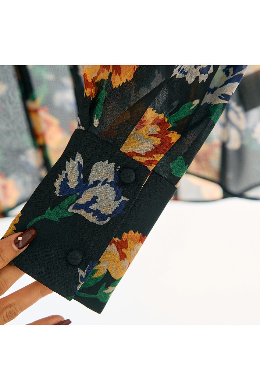 【デザイン ワークス/DESIGN WORKS】のフラワープリントリボン付きラッフルブラウス 人気、トレンドファッション・服の通販 founy(ファニー) ファッション Fashion レディースファッション Fashion for Women トップス・カットソー Cut & Sew Tops シャツ・ブラウス・オフィスカジュアル Elegant Blouses & Button-Ups 花柄・フラワープリント・モチーフ Floral Prints & Motifs / Flower Pattern Tops インナー Innerwear エレガント 上品 Elegant クラシカル Classical, Vintage-Inspired シンプル Simple, Minimal ジャケット Jacket, Outerwear スリーブ Sleeve, Long Sleeve / Short Sleeve ファブリック Fabric, Textile フェミニン Feminine, Girly プリント Print, Printed Pattern リボン Ribbon, Bow ロング Long, Long-Length 手描き Hand-Drawn, Illustrated other-2|ID: prp329100004715322 ipo3291000000035858824