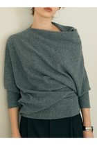 【デザイン ワークス/DESIGN WORKS】のウールホールガーメントアシメトリーニット グレー|ID:prp329100004715323