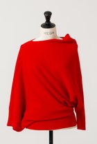 【デザイン ワークス/DESIGN WORKS】のウールホールガーメントアシメトリーニット レッド|ID:prp329100004715323