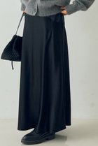 【デザイン ワークス/DESIGN WORKS】のセミフレアサテンスカート ブラック|ID:prp329100004715324