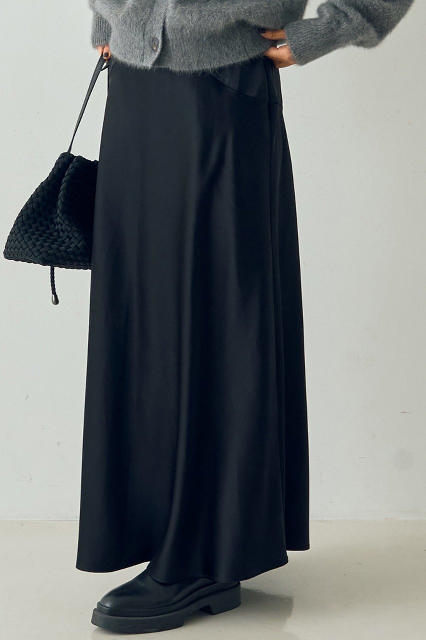 【デザイン ワークス/DESIGN WORKS】のセミフレアサテンスカート インテリア・キッズ・メンズ・レディースファッション・服の通販 founy(ファニー) 　ファッション　Fashion　レディースファッション　Fashion for Women　スカート　Skirts　ロングスカート　Long Skirts / Maxi & Midi Skirts　おすすめ　Recommended / Our Picks　なめらか　Smooth, Silky Texture　サテン　Satin, Glossy Fabric　シルバー　Silver, Metallic Silver　パターン　Pattern, Design Print　ロング　Long, Long-Length　エレガント 上品　Elegant　ブラック|ID: prp329100004715324 ipo3291000000035800571