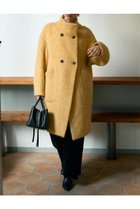【デザイン ワークス/DESIGN WORKS】のアルパカ混モヘアシャギーコート イエロー|ID:prp329100004715325