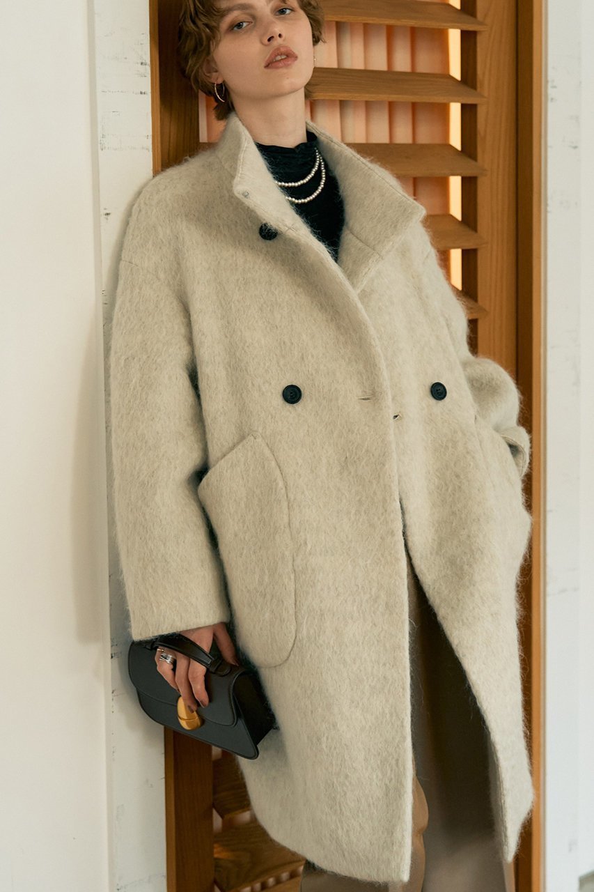 【デザイン ワークス/DESIGN WORKS】のアルパカ混モヘアシャギーコート 人気、トレンドファッション・服の通販 founy(ファニー) 　ファッション　Fashion　レディースファッション　Fashion for Women　アウター　Coat / Outerwear Collection　コート・ロングコート・ピーコート　Long Coats, Peacoats & More　ウェーブ　Wavy Pattern　ショート　Short, Short Length　シンプル　Simple, Minimal　スタンド　Stand Collar, Upright Stand　スリム　Slim, Slim Fit　トレンド　Trend, Trending Now　バランス　Balance, Style Balance　フェミニン　Feminine, Girly　ラグジュアリー　Luxury, Elegant　 other-1|ID: prp329100004715325 ipo3291000000035800585