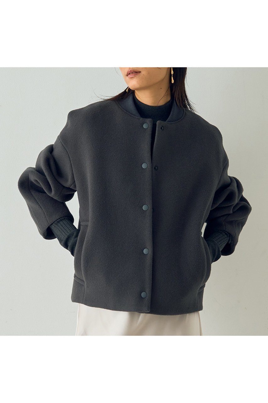 【デザイン ワークス/DESIGN WORKS】のSUPER140ウールコクーンスタジャンブルゾン インテリア・キッズ・メンズ・レディースファッション・服の通販 founy(ファニー) 　ファッション　Fashion　レディースファッション　Fashion for Women　アウター　Coat / Outerwear Collection　レディースジャケット・軽アウター　Jackets　ブルゾンジャケット・スポーティアウター　Blouson Jackets　おすすめ　Recommended / Our Picks　ジャケット　Jacket, Outerwear　タートル　Turtleneck, Turtle Collar　バランス　Balance, Style Balance　フェミニン　Feminine, Girly　ブルゾン　Blouson, Bomber Jacket　モダン　Modern, Contemporary　新作・新入荷　New Arrivals / New In　チャコールグレー|ID: prp329100004715326 ipo3291000000034068056