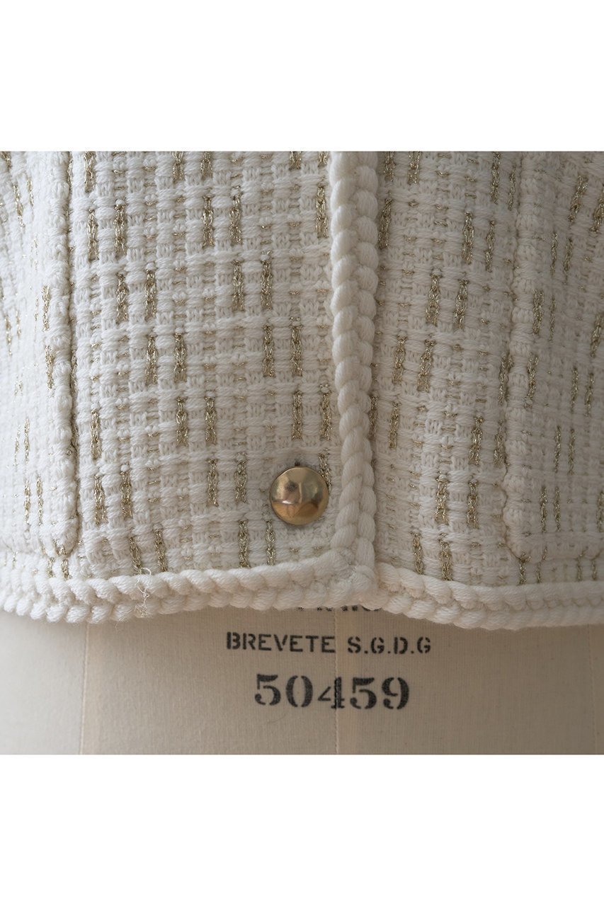 【デザイン ワークス/DESIGN WORKS】のラメツイードライクニットショートジャケット 人気、トレンドファッション・服の通販 founy(ファニー) 　ファッション　Fashion　レディースファッション　Fashion for Women　アウター　Coat / Outerwear Collection　レディースジャケット・軽アウター　Jackets　アクセサリー　Fashion Accessories　コンパクト　Compact, Small Size　ショート　Short, Short Length　ジャカード／ジャガード　Jacquard, Woven Pattern　ジャケット　Jacket, Outerwear　ツイード　Twill, Twill Weave　デニム　Denim, Jeans Material　バランス　Balance, Style Balance　パーティ　Party, Party Style　フェミニン　Feminine, Girly　ミックス　Mix, Mixed Style　other-6|ID: prp329100004715327 ipo3291000000035749198