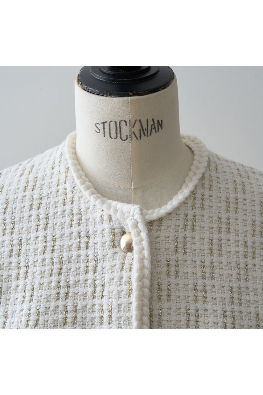 【デザイン ワークス/DESIGN WORKS】のラメツイードライクニットショートジャケット 人気、トレンドファッション・服の通販 founy(ファニー) 　ファッション　Fashion　レディースファッション　Fashion for Women　アウター　Coat / Outerwear Collection　レディースジャケット・軽アウター　Jackets　アクセサリー　Fashion Accessories　コンパクト　Compact, Small Size　ショート　Short, Short Length　ジャカード／ジャガード　Jacquard, Woven Pattern　ジャケット　Jacket, Outerwear　ツイード　Twill, Twill Weave　デニム　Denim, Jeans Material　バランス　Balance, Style Balance　パーティ　Party, Party Style　フェミニン　Feminine, Girly　ミックス　Mix, Mixed Style　other-8|ID: prp329100004715327 ipo3291000000035749202