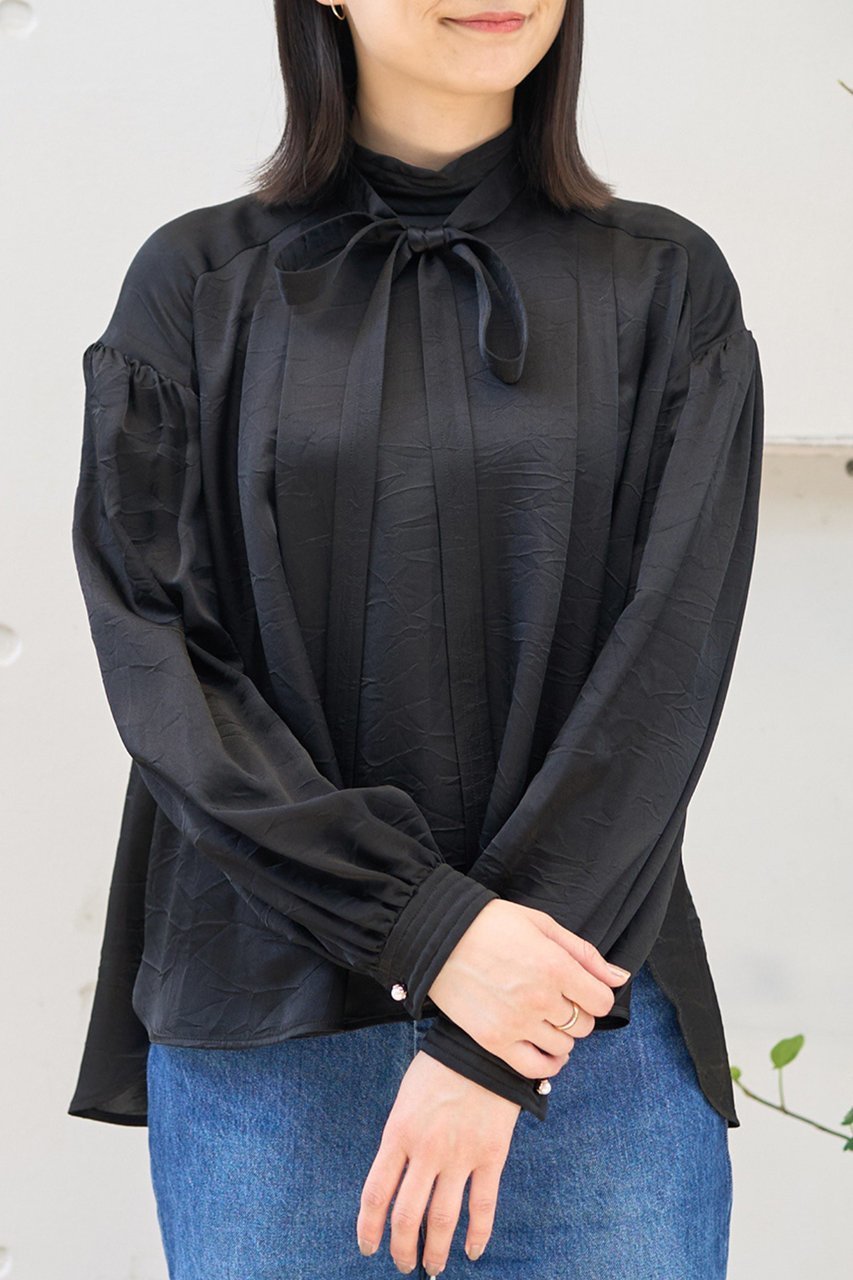 【デザイン ワークス/DESIGN WORKS】の【BEAUVET】キュプラシルクボウタイブラウス インテリア・キッズ・メンズ・レディースファッション・服の通販 founy(ファニー) 　ファッション　Fashion　レディースファッション　Fashion for Women　トップス・カットソー　Cut & Sew Tops　シャツ・ブラウス・オフィスカジュアル　Elegant Blouses & Button-Ups　クラシカル　Classical, Vintage-Inspired　シンプル　Simple, Minimal　ジャケット　Jacket, Outerwear　スリーブ　Sleeve, Long Sleeve / Short Sleeve　ラグジュアリー　Luxury, Elegant　ロング　Long, Long-Length　ブラック|ID: prp329100004715328 ipo3291000000035535496