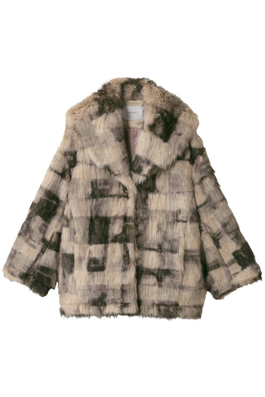 【デザイン ワークス/DESIGN WORKS】の【BEAUVET】リッチフェクファージャケットコート インテリア・キッズ・メンズ・レディースファッション・服の通販 founy(ファニー) 　ファッション　Fashion　レディースファッション　Fashion for Women　アウター　Coat / Outerwear Collection　コート・ロングコート・ピーコート　Long Coats, Peacoats & More　レディースジャケット・軽アウター　Jackets　ショート　Short, Short Length　ショール　Shawl, Wrap　ジャケット　Jacket, Outerwear　ダウン　Down, Puffer　チェック　Check, Plaid, Tartan　デニム　Denim, Jeans Material　ドレス　Dress, One-Piece　フェイクファー　Faux Fur, Imitation Fur　プリント　Print, Printed Pattern　モダン　Modern, Contemporary　リラックス　Relax, Relaxed Fit　新作・新入荷　New Arrivals / New In　ブラウン|ID: prp329100004715329 ipo3291000000034068082