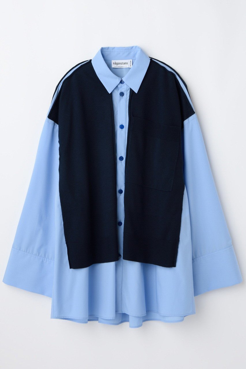 【ナゴンスタンス/nagonstans】のknit combination shirt/シャツ インテリア・キッズ・メンズ・レディースファッション・服の通販 founy(ファニー) 　ファッション　Fashion　レディースファッション　Fashion for Women　トップス・カットソー　Cut & Sew Tops　ニット　Knit Tops & Sweaters　シャツ・ブラウス・オフィスカジュアル　Elegant Blouses & Button-Ups　スリーブ　Sleeve, Long Sleeve / Short Sleeve　ブロード　Broadcloth, Fine Cotton　ベスト　Vest, Waistcoat　ロング　Long, Long-Length　新作・新入荷　New Arrivals / New In　羽織　Haori, Light Jacket　Space|ID: prp329100004715344 ipo3291000000034068152