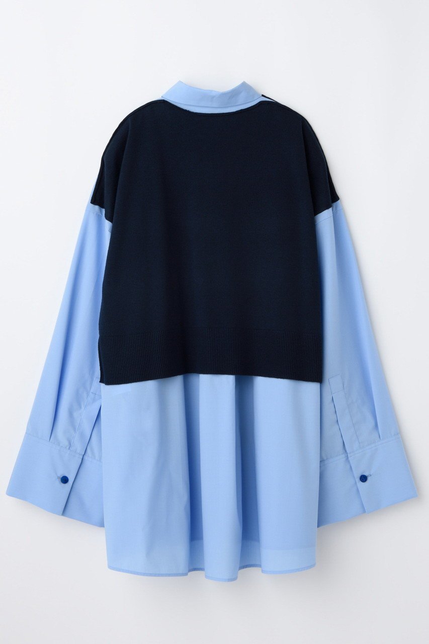 【ナゴンスタンス/nagonstans】のknit combination shirt/シャツ 人気、トレンドファッション・服の通販 founy(ファニー) 　ファッション　Fashion　レディースファッション　Fashion for Women　トップス・カットソー　Cut & Sew Tops　ニット　Knit Tops & Sweaters　シャツ・ブラウス・オフィスカジュアル　Elegant Blouses & Button-Ups　スリーブ　Sleeve, Long Sleeve / Short Sleeve　ブロード　Broadcloth, Fine Cotton　ベスト　Vest, Waistcoat　ロング　Long, Long-Length　新作・新入荷　New Arrivals / New In　羽織　Haori, Light Jacket　other-2|ID: prp329100004715344 ipo3291000000034068153