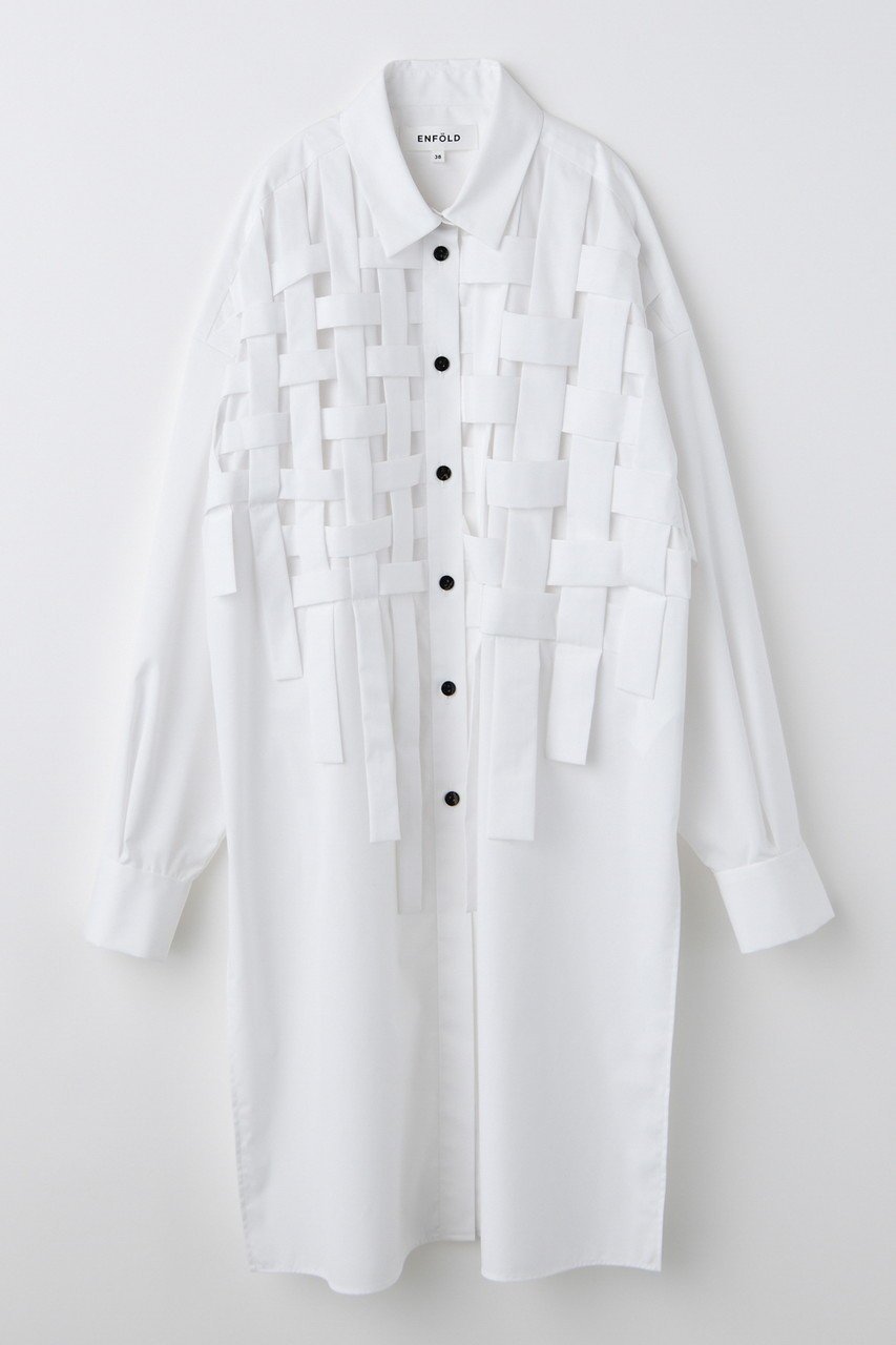 【エンフォルド/ENFOLD】のGRID SHIRT/シャツ インテリア・キッズ・メンズ・レディースファッション・服の通販 founy(ファニー) 　ファッション　Fashion　レディースファッション　Fashion for Women　トップス・カットソー　Cut & Sew Tops　シャツ・ブラウス・オフィスカジュアル　Elegant Blouses & Button-Ups　スリーブ　Sleeve, Long Sleeve / Short Sleeve　バランス　Balance, Style Balance　ロング　Long, Long-Length　エレガント 上品　Elegant　新作・新入荷　New Arrivals / New In　ホワイト|ID: prp329100004715351 ipo3291000000034068180