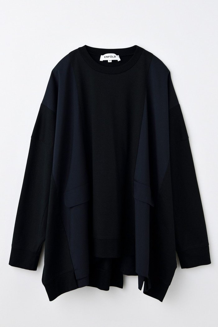 【エンフォルド/ENFOLD】のSWELL-HEM PULLOVER/プルオーバー インテリア・キッズ・メンズ・レディースファッション・服の通販 founy(ファニー) https://founy.com/ ファッション Fashion レディースファッション Fashion for Women トップス・カットソー Cut & Sew Tops ニット Knit Tops & Sweaters カジュアルプルオーバー・ニットトップス Pullovers & Knit Tops / Casual Pullovers カットソー Cut and Sewn Top クール Cool, Chic スウェット / スエット Sweatshirt, Sweatwear スーツ Suit, Formalwear ドッキング Docking, Mixed Material ベビー Baby, Babywear 新作・新入荷 New Arrivals / New In |ID: prp329100004715352 ipo3291000000034068182