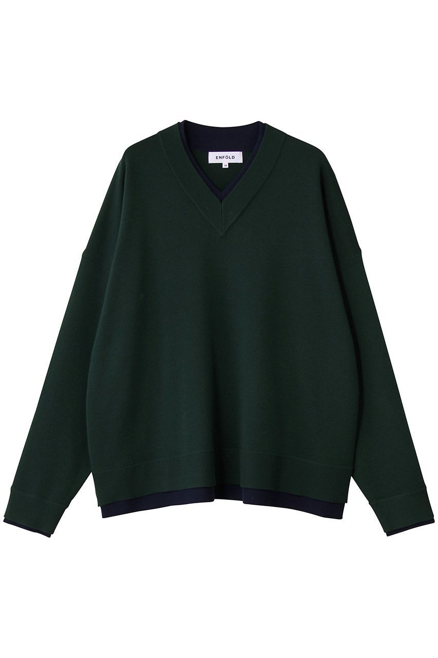 【エンフォルド/ENFOLD】のFAKE-LAYERED PULLOVER/プルオーバー インテリア・キッズ・メンズ・レディースファッション・服の通販 founy(ファニー) ファッション Fashion レディースファッション Fashion for Women トップス・カットソー Cut & Sew Tops ニット Knit Tops & Sweaters カジュアルプルオーバー・ニットトップス Pullovers & Knit Tops / Casual Pullovers 定番 Standard, Basic Item ダークグリーン|ID: prp329100004715354 ipo3291000000036827593