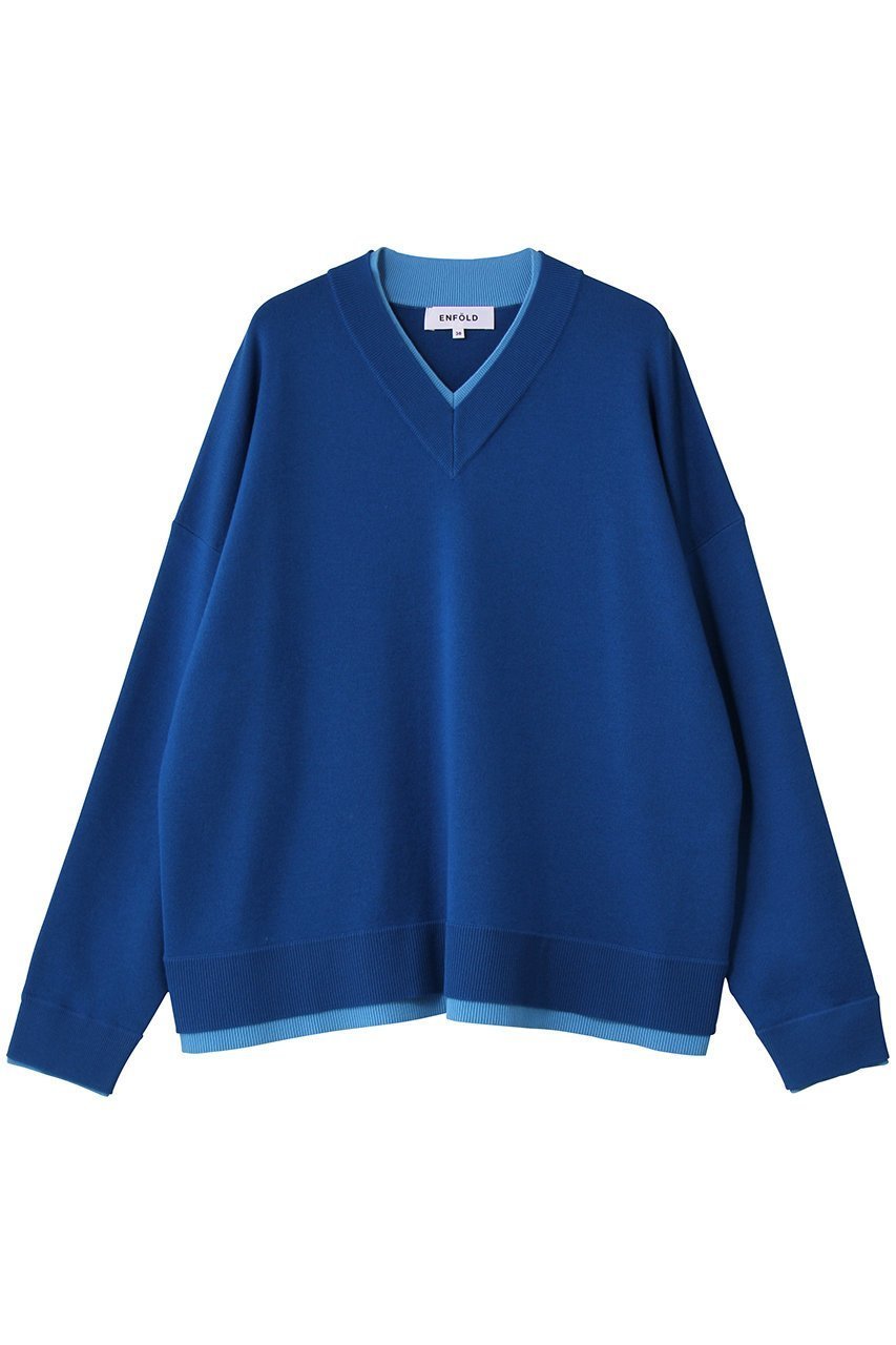 【エンフォルド/ENFOLD】のFAKE-LAYERED PULLOVER/プルオーバー インテリア・キッズ・メンズ・レディースファッション・服の通販 founy(ファニー) ファッション Fashion レディースファッション Fashion for Women トップス・カットソー Cut & Sew Tops ニット Knit Tops & Sweaters カジュアルプルオーバー・ニットトップス Pullovers & Knit Tops / Casual Pullovers 定番 Standard, Basic Item ブルー|ID: prp329100004715354 ipo3291000000036827594