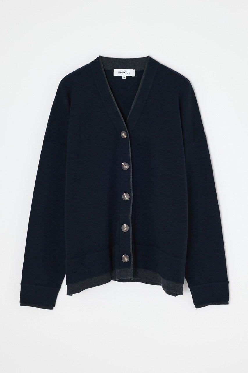 【エンフォルド/ENFOLD】のFAKE-LAYERED CARDIGAN/カーディガン インテリア・キッズ・メンズ・レディースファッション・服の通販 founy(ファニー) 　ファッション　Fashion　レディースファッション　Fashion for Women　トップス・カットソー　Cut & Sew Tops　ニット　Knit Tops & Sweaters　カーディガン・羽織り　Layered Style Cardigans　カーディガン　Cardigan, Knitwear　新作・新入荷　New Arrivals / New In　ダークネイビー|ID: prp329100004715355 ipo3291000000034068198