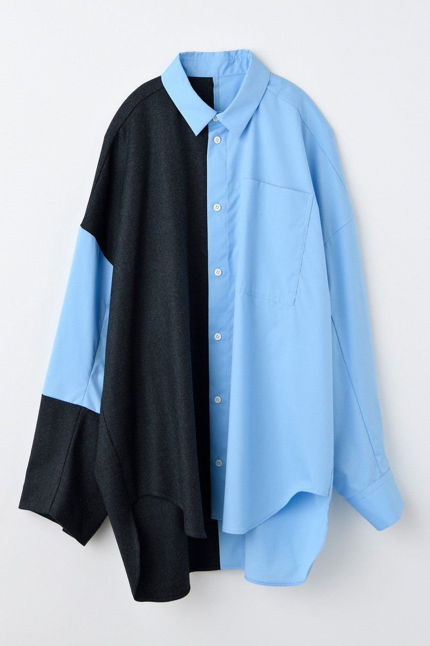 【エンフォルド/ENFOLD】のSUIT SHIRT/シャツ インテリア・キッズ・メンズ・レディースファッション・服の通販 founy(ファニー) 　ファッション　Fashion　レディースファッション　Fashion for Women　トップス・カットソー　Cut & Sew Tops　シャツ・ブラウス・オフィスカジュアル　Elegant Blouses & Button-Ups　ロングTシャツ・Tシャツ　Longline T-Shirts & Tees　ジャケット　Jacket, Outerwear　ストレッチ　Stretch, Stretchy Fabric　スリーブ　Sleeve, Long Sleeve / Short Sleeve　ドッキング　Docking, Mixed Material　ロング　Long, Long-Length　冬　Winter / This Winter　新作・新入荷　New Arrivals / New In　羽織　Haori, Light Jacket　チャコールグレー|ID: prp329100004715360 ipo3291000000034068216
