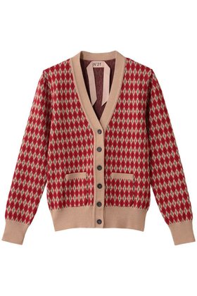 【ヌメロ ヴェントゥーノ/N°21】のアーガイル ニットカーディガン 人気、トレンドファッション・服の通販 founy(ファニー) ファッション Fashion レディースファッション Fashion for Women トップス・カットソー Cut & Sew Tops ニット Knit Tops & Sweaters カーディガン・羽織り Layered Style Cardigans カーディガン Cardigan, Knitwear A/W・秋冬 Autumn/Winter |ID:prp329100004715370