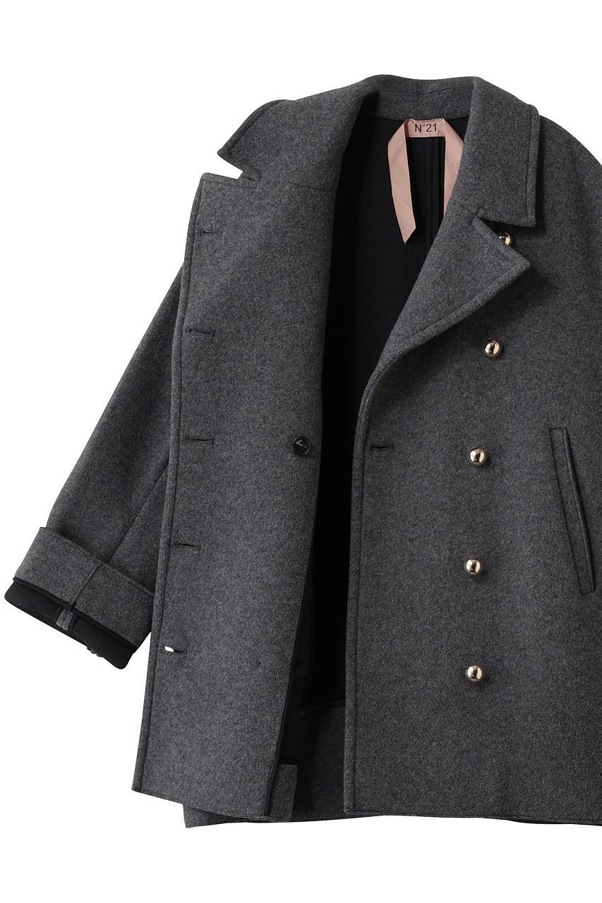 【ヌメロ ヴェントゥーノ/N°21】のダブルボタンショートコート 人気、トレンドファッション・服の通販 founy(ファニー) 　ファッション　Fashion　レディースファッション　Fashion for Women　アウター　Coat / Outerwear Collection　コート・ロングコート・ピーコート　Long Coats, Peacoats & More　ギャザー　Gathered, Ruffled　ショート　Short, Short Length　ダブル　Double, Double-Breasted　メランジ　Melange, Mixed Yarn　A/W・秋冬　Autumn/Winter　other-6|ID: prp329100004715372 ipo3291000000035744038