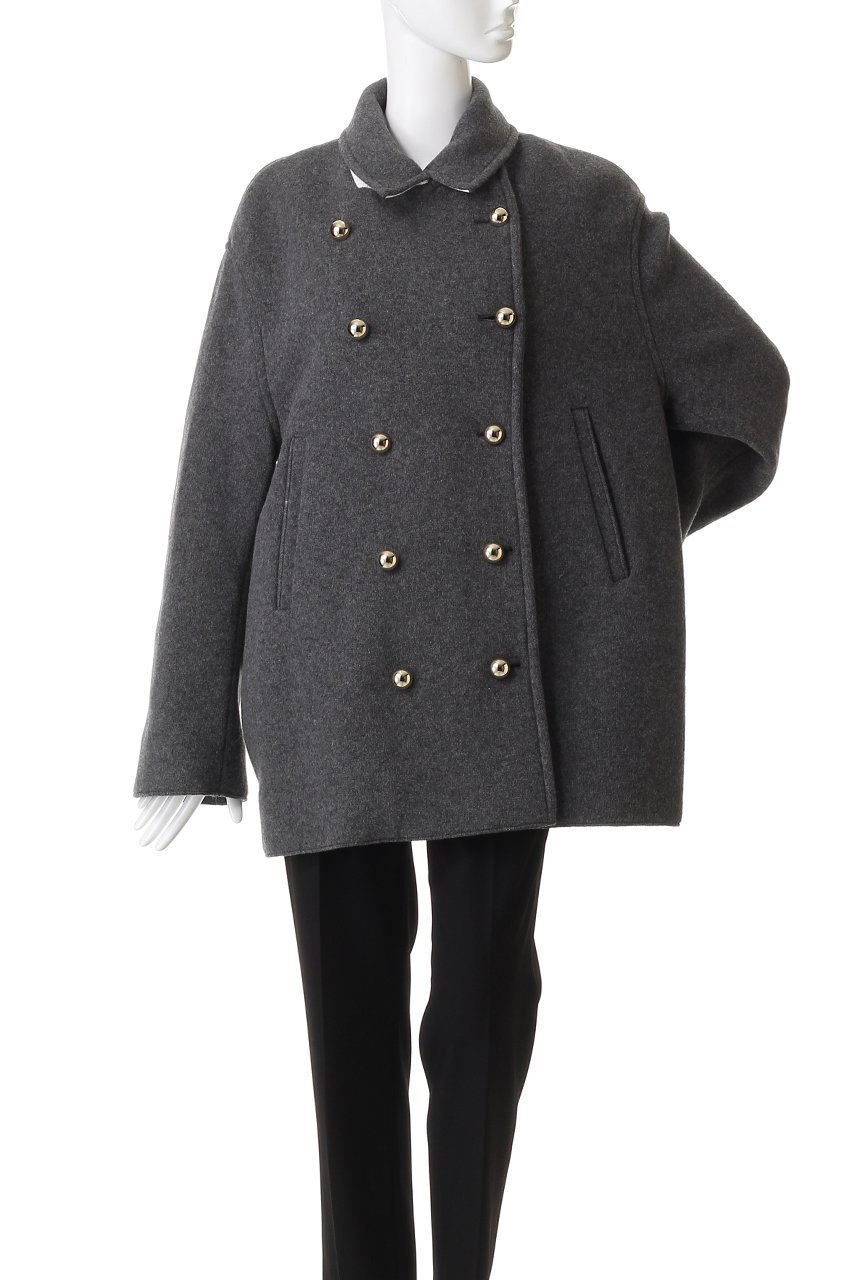 【ヌメロ ヴェントゥーノ/N°21】のダブルボタンショートコート 人気、トレンドファッション・服の通販 founy(ファニー) 　ファッション　Fashion　レディースファッション　Fashion for Women　アウター　Coat / Outerwear Collection　コート・ロングコート・ピーコート　Long Coats, Peacoats & More　ギャザー　Gathered, Ruffled　ショート　Short, Short Length　ダブル　Double, Double-Breasted　メランジ　Melange, Mixed Yarn　A/W・秋冬　Autumn/Winter　other-8|ID: prp329100004715372 ipo3291000000035744040