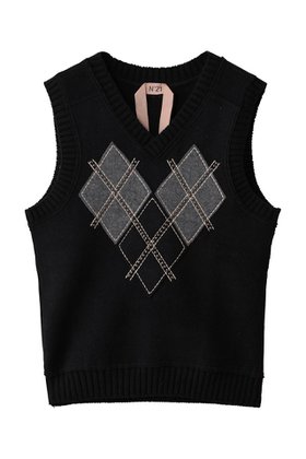 【ヌメロ ヴェントゥーノ/N°21】のアーガイル ニットベスト 人気、トレンドファッション・服の通販 founy(ファニー) ファッション Fashion レディースファッション Fashion for Women トップス・カットソー Cut & Sew Tops ニット Knit Tops & Sweaters ベスト&ジレ / 重ね着スタイル Vests & Gilets カジュアルプルオーバー・ニットトップス Pullovers & Knit Tops / Casual Pullovers スタイリッシュ Stylish, Fashionable スタッズ Studs, Metal Accents ベスト Vest, Waistcoat |ID:prp329100004715374