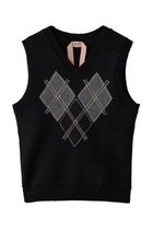 【ヌメロ ヴェントゥーノ/N°21】のアーガイル ニットベスト ブラック|ID:prp329100004715374
