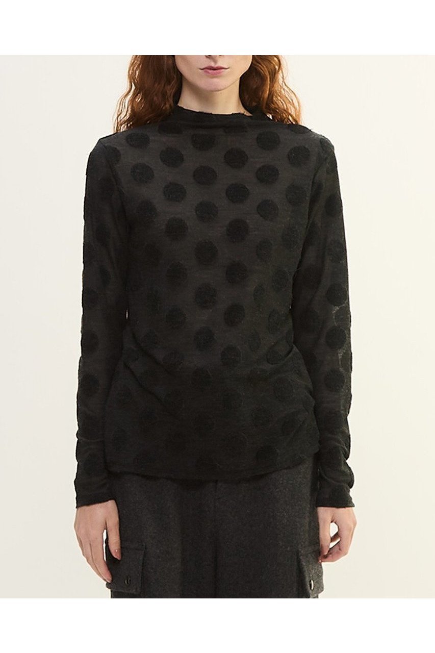 【プレインピープル/PLAIN PEOPLE】のドットジャージハイネックTシャツ 人気、トレンドファッション・服の通販 founy(ファニー) 　ファッション　Fashion　レディースファッション　Fashion for Women　トップス・カットソー　Cut & Sew Tops　シャツ・ブラウス・オフィスカジュアル　Elegant Blouses & Button-Ups　ロングTシャツ・Tシャツ　Longline T-Shirts & Tees　カットソー・ベーシックTシャツ　Cut-and-Sewn Tops / Stretch Tees & Basics　インナー　Innerwear　シアー　Sheer, See-Through　スリーブ　Sleeve, Long Sleeve / Short Sleeve　ドット　Polka Dot, Dot Pattern　フィット　Fit, Slim Fit　ロング　Long, Long-Length　冬　Winter / This Winter　新作・新入荷　New Arrivals / New In　other-2|ID: prp329100004715391 ipo3291000000034068403