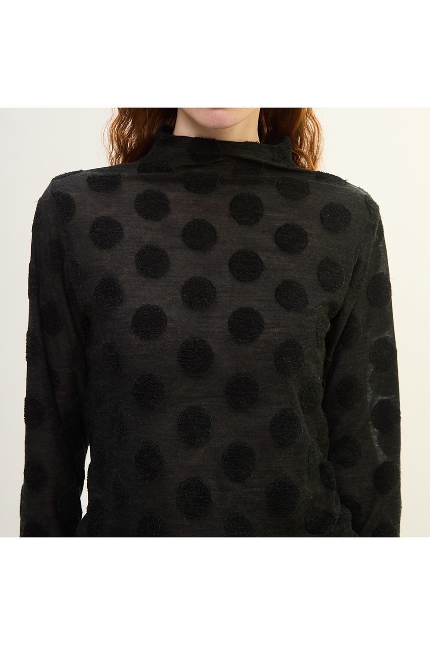 【プレインピープル/PLAIN PEOPLE】のドットジャージハイネックTシャツ 人気、トレンドファッション・服の通販 founy(ファニー) 　ファッション　Fashion　レディースファッション　Fashion for Women　トップス・カットソー　Cut & Sew Tops　シャツ・ブラウス・オフィスカジュアル　Elegant Blouses & Button-Ups　ロングTシャツ・Tシャツ　Longline T-Shirts & Tees　カットソー・ベーシックTシャツ　Cut-and-Sewn Tops / Stretch Tees & Basics　インナー　Innerwear　シアー　Sheer, See-Through　スリーブ　Sleeve, Long Sleeve / Short Sleeve　ドット　Polka Dot, Dot Pattern　フィット　Fit, Slim Fit　ロング　Long, Long-Length　冬　Winter / This Winter　other-5|ID: prp329100004715391 ipo3291000000035800809