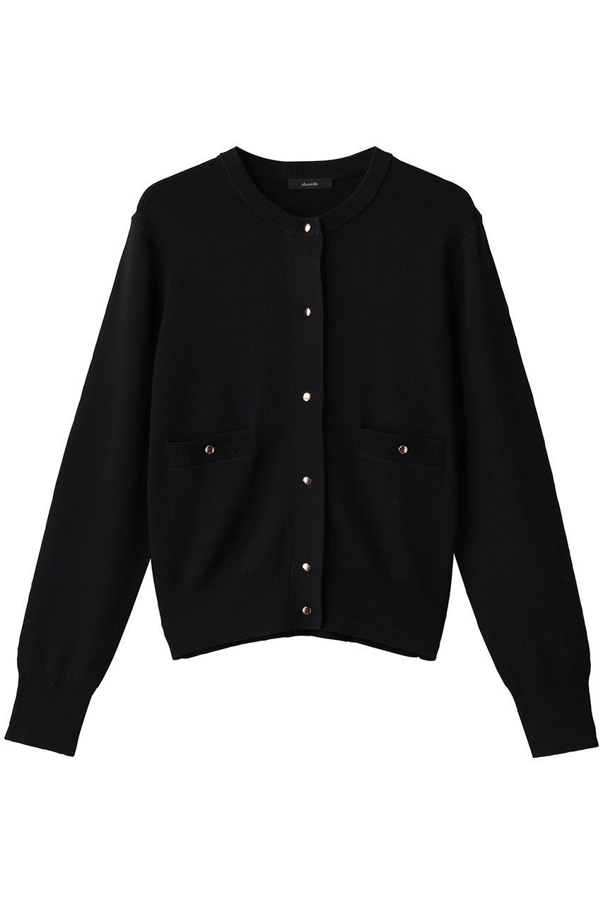 【アルアバイル/allureville】のポケットクルーCD A インテリア・キッズ・メンズ・レディースファッション・服の通販 founy(ファニー) 　ファッション　Fashion　レディースファッション　Fashion for Women　トップス・カットソー　Cut & Sew Tops　ニット　Knit Tops & Sweaters　カーディガン・羽織り　Layered Style Cardigans　なめらか　Smooth, Silky Texture　カーディガン　Cardigan, Knitwear　コンパクト　Compact, Small Size　フロント　Front, Front Design　ポケット　Pocket, Pocket Detail　メタル　Metal, Metal Parts　エレガント 上品　Elegant　新作・新入荷　New Arrivals / New In　ブラック|ID: prp329100004715400 ipo3291000000034068462