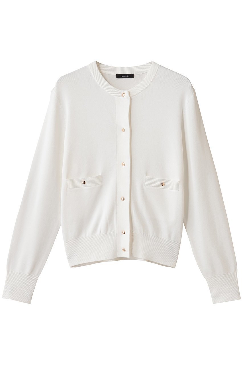 【アルアバイル/allureville】のポケットクルーCD A 人気、トレンドファッション・服の通販 founy(ファニー) 　ファッション　Fashion　レディースファッション　Fashion for Women　トップス・カットソー　Cut & Sew Tops　ニット　Knit Tops & Sweaters　カーディガン・羽織り　Layered Style Cardigans　なめらか　Smooth, Silky Texture　カーディガン　Cardigan, Knitwear　コンパクト　Compact, Small Size　フロント　Front, Front Design　ポケット　Pocket, Pocket Detail　メタル　Metal, Metal Parts　エレガント 上品　Elegant　 other-1|ID: prp329100004715400 ipo3291000000035535627