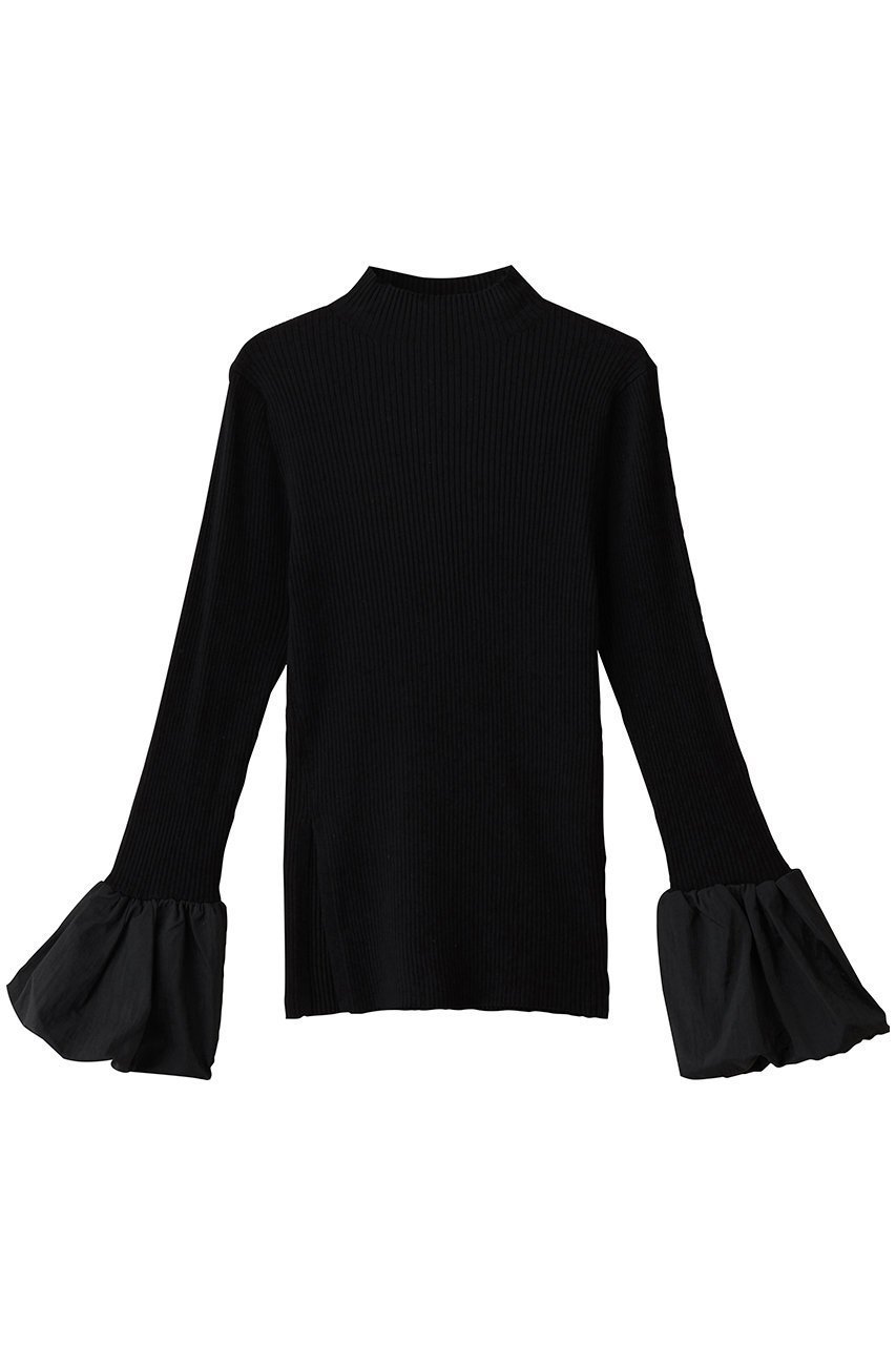 【アルアバイル/allureville】のタフタバルーンSLコンビプルオーバー インテリア・キッズ・メンズ・レディースファッション・服の通販 founy(ファニー) 　ファッション　Fashion　レディースファッション　Fashion for Women　トップス・カットソー　Cut & Sew Tops　ニット　Knit Tops & Sweaters　カジュアルプルオーバー・ニットトップス　Pullovers & Knit Tops / Casual Pullovers　コンビ　Combo, Combination Style　ジャケット　Jacket, Outerwear　スリット　Slit, Slit Detail　スリーブ　Sleeve, Long Sleeve / Short Sleeve　タフタ　Taffeta, Structured Fabric　バルーン　Balloon, Balloon Silhouette　ビスチェ　Bustier, Corset Top　エレガント 上品　Elegant　新作・新入荷　New Arrivals / New In　ブラック|ID: prp329100004715410 ipo3291000000034068529