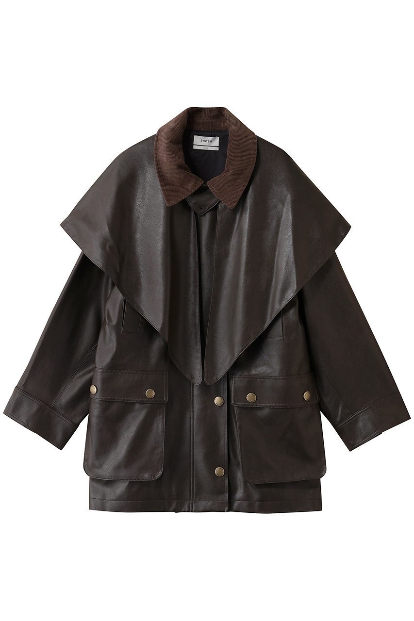 【プルミエ アロンディスモン/1er Arrondissement】の【SYSTEM】フェイクレザーコート 人気、トレンドファッション・服の通販 founy(ファニー) 　ファッション　Fashion　レディースファッション　Fashion for Women　アウター　Coat / Outerwear Collection　コート・ロングコート・ピーコート　Long Coats, Peacoats & More　ショール　Shawl, Wrap　フェミニン　Feminine, Girly　マニッシュ　Mannish, Boyish　新作・新入荷　New Arrivals / New In　A/W・秋冬　Autumn/Winter　 other-1|ID: prp329100004715413 ipo3291000000034068552