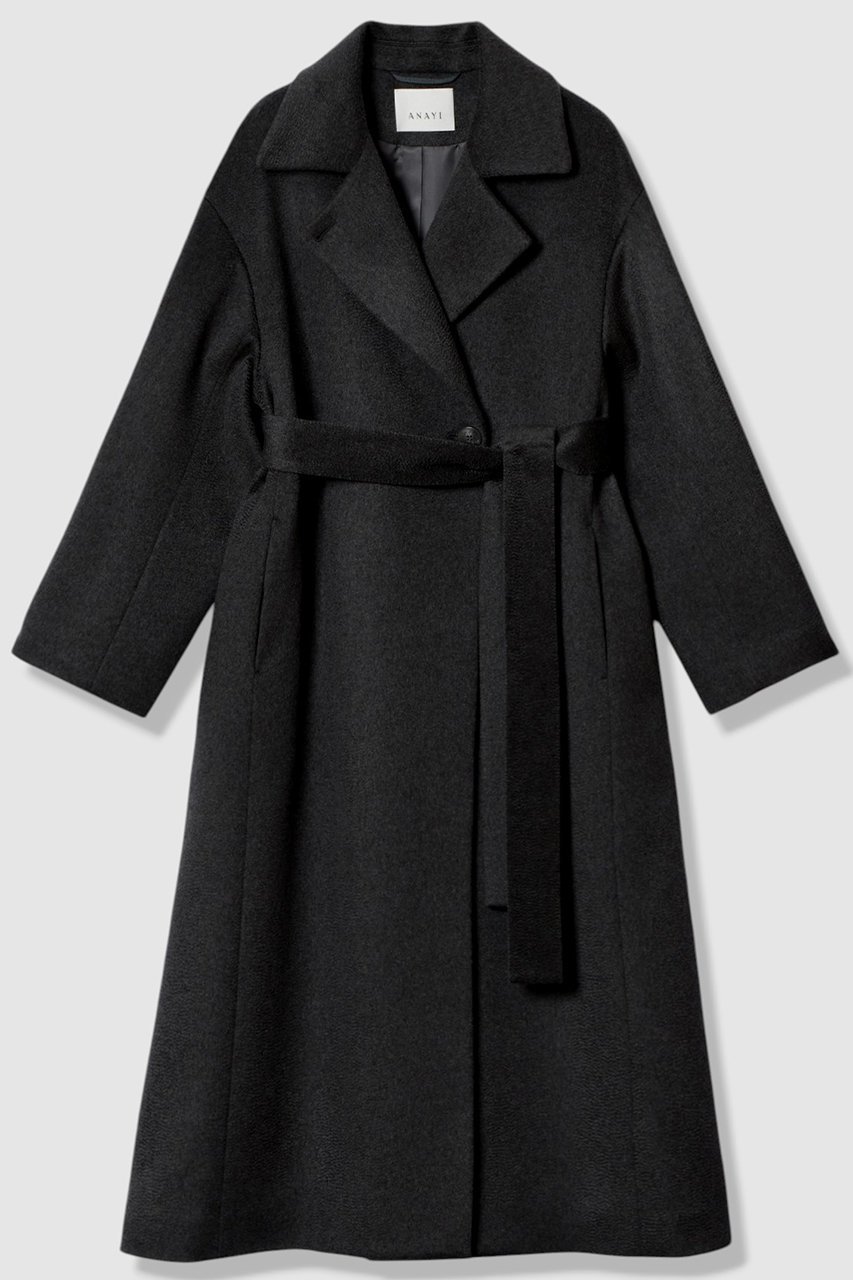 【アナイ/ANAYI】のカシミヤステンカラーコート インテリア・キッズ・メンズ・レディースファッション・服の通販 founy(ファニー) 　ファッション　Fashion　レディースファッション　Fashion for Women　アウター　Coat / Outerwear Collection　コート・ロングコート・ピーコート　Long Coats, Peacoats & More　なめらか　Smooth, Silky Texture　ウェーブ　Wavy Pattern　サテン　Satin, Glossy Fabric　ショルダー　Shoulder, Shoulder Strap　ドロップ　Drop Shoulder, Dropped Style　フォルム　Silhouette, Form　フロント　Front, Front Design　ラグジュアリー　Luxury, Elegant　ロング　Long, Long-Length　エレガント 上品　Elegant　ブラック|ID: prp329100004715422 ipo3291000000035800853