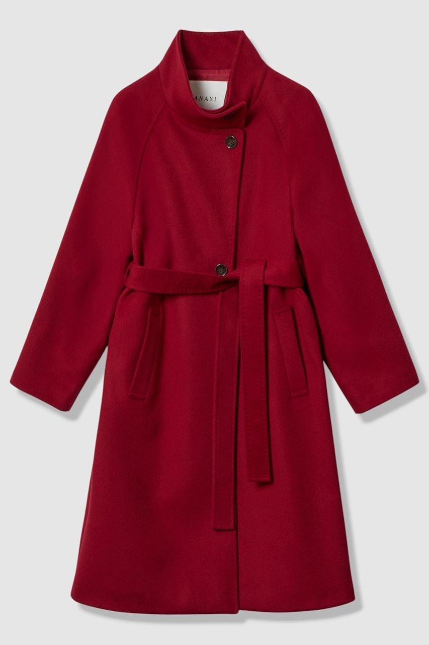 【アナイ/ANAYI】のカシミヤスタンドカラーコート インテリア・キッズ・メンズ・レディースファッション・服の通販 founy(ファニー) 　ファッション　Fashion　レディースファッション　Fashion for Women　アウター　Coat / Outerwear Collection　コート・ロングコート・ピーコート　Long Coats, Peacoats & More　スタンド　Stand Collar, Upright Stand　スリーブ　Sleeve, Long Sleeve / Short Sleeve　ロング　Long, Long-Length　レッド|ID: prp329100004715424 ipo3291000000035744149