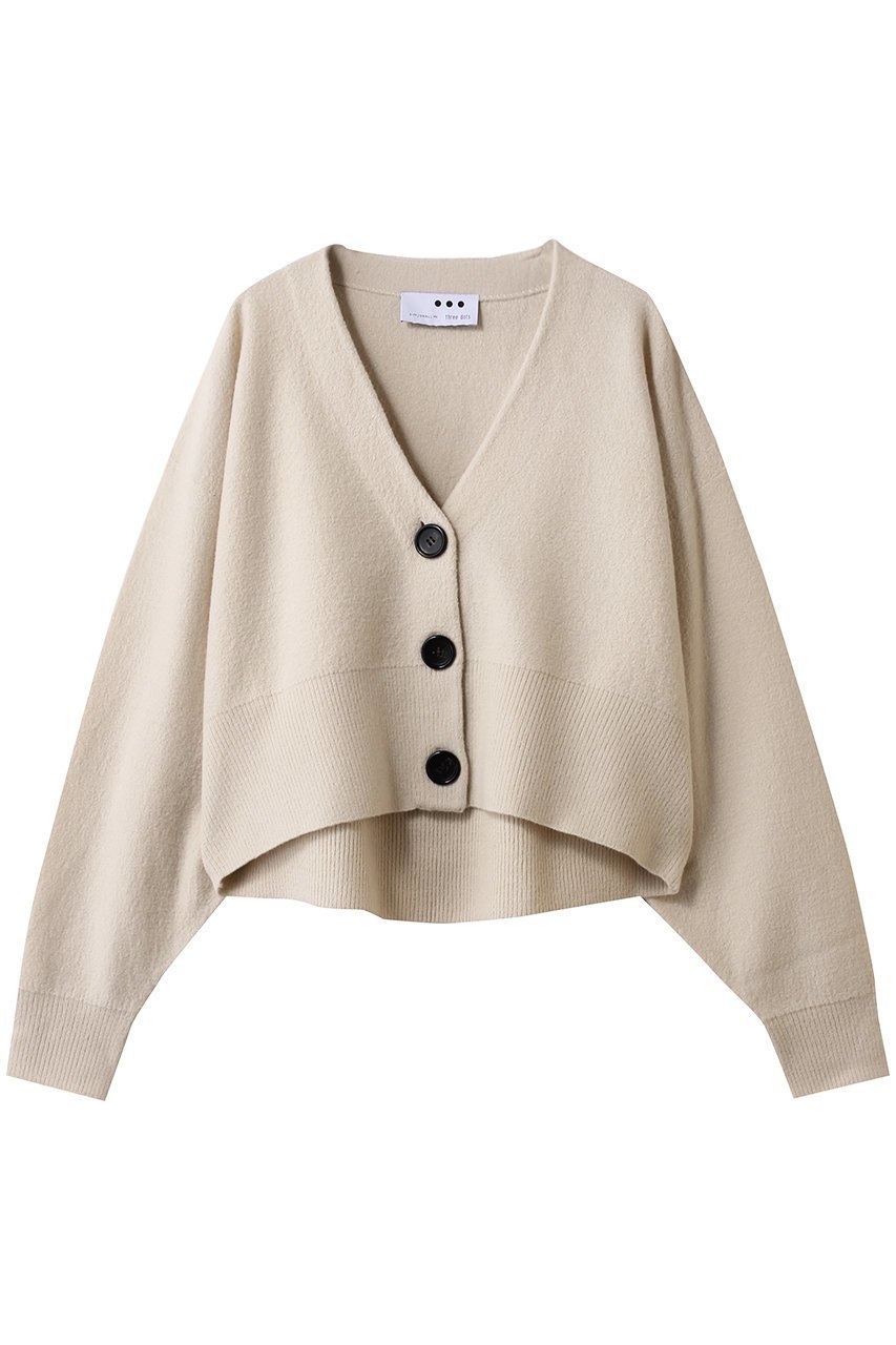 【スリー ドッツ/three dots】のフェルトセーター カーディガン インテリア・キッズ・メンズ・レディースファッション・服の通販 founy(ファニー) 　ファッション　Fashion　レディースファッション　Fashion for Women　トップス・カットソー　Cut & Sew Tops　ニット　Knit Tops & Sweaters　カーディガン・羽織り　Layered Style Cardigans　カーディガン　Cardigan, Knitwear　ショート　Short, Short Length　セーター　Sweater, Knitwear　バランス　Balance, Style Balance　フェルト　Felt, Felt Fabric　新作・新入荷　New Arrivals / New In　アイボリー|ID: prp329100004715442 ipo3291000000034068743