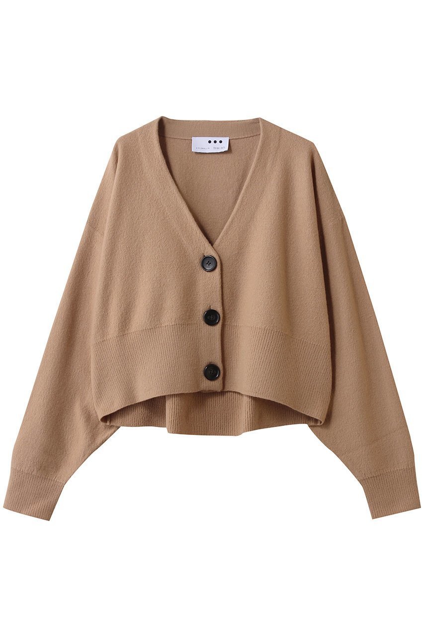 【スリー ドッツ/three dots】のフェルトセーター カーディガン インテリア・キッズ・メンズ・レディースファッション・服の通販 founy(ファニー) 　ファッション　Fashion　レディースファッション　Fashion for Women　トップス・カットソー　Cut & Sew Tops　ニット　Knit Tops & Sweaters　カーディガン・羽織り　Layered Style Cardigans　カーディガン　Cardigan, Knitwear　ショート　Short, Short Length　セーター　Sweater, Knitwear　バランス　Balance, Style Balance　フェルト　Felt, Felt Fabric　新作・新入荷　New Arrivals / New In　キャメル|ID: prp329100004715442 ipo3291000000034068748